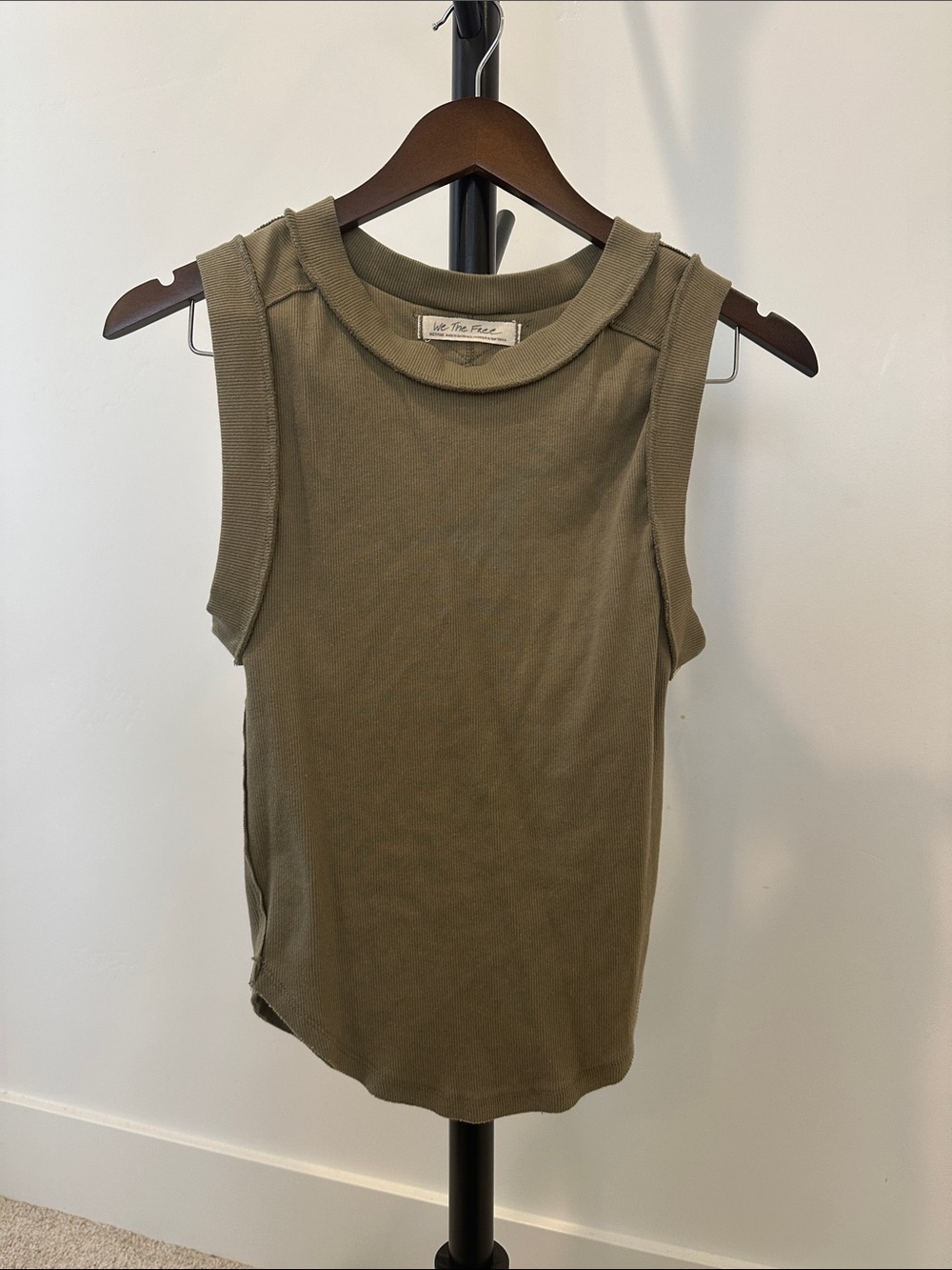 Free People Olive Sleeveless Ribbed Tank